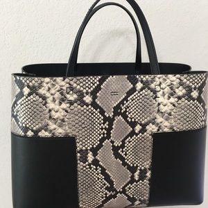 Tory Burch T-block Snake Embossed Tote Bag